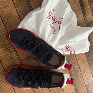 Christian Louboutin Blue and Red Sneakers Size 46.5 New with bags